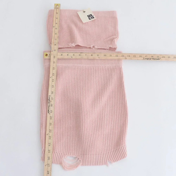 SER.O.YA Lola Dress 2 Piece Matching  Set Distressed Crop Top & Mini Skirt M NWT - Picture 2 of 11